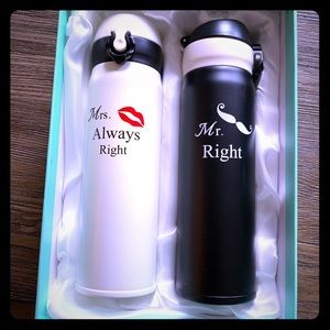 Mrs Always Right and Mr Right thermos